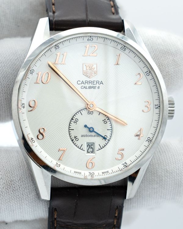 2015 TAG Heuer Carrera Calibre 6 39MM Silver Dial Leather Strap (WAS2112.FC6181)