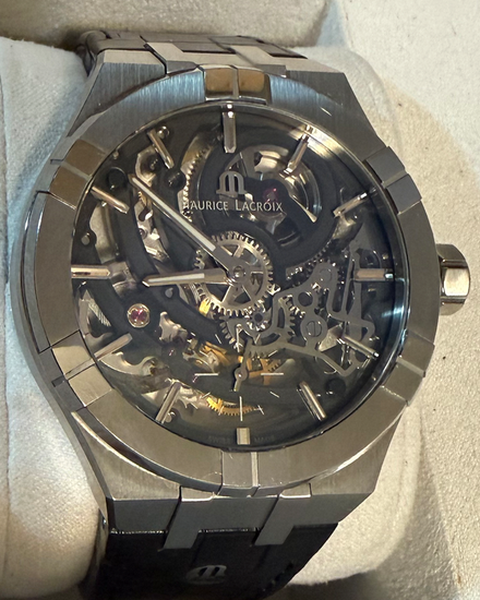 Maurice Lacroix Aikon Automatic 45MM Skeleton Dial Leather Strap (AI6028-SS002-030-2)