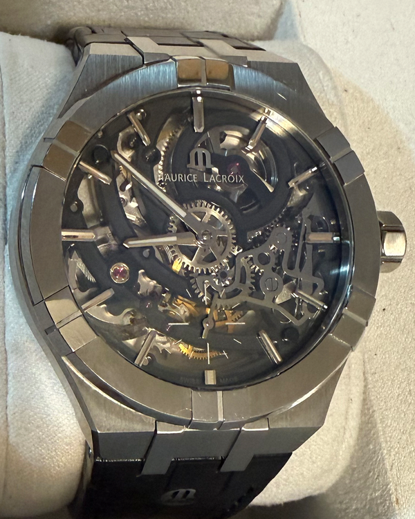 Maurice Lacroix Aikon Automatic 45MM Skeleton Dial Leather Strap (AI6028-SS002-030-2)