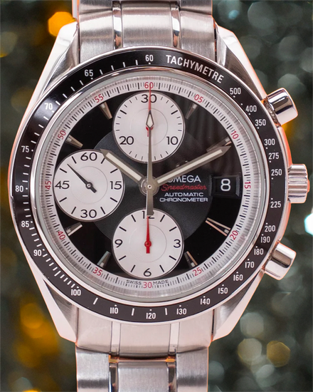 2014 Omega Speedmaster Date "Reverse Panda" 40MM Black Dial Steel Bracelet (3210.51.00)