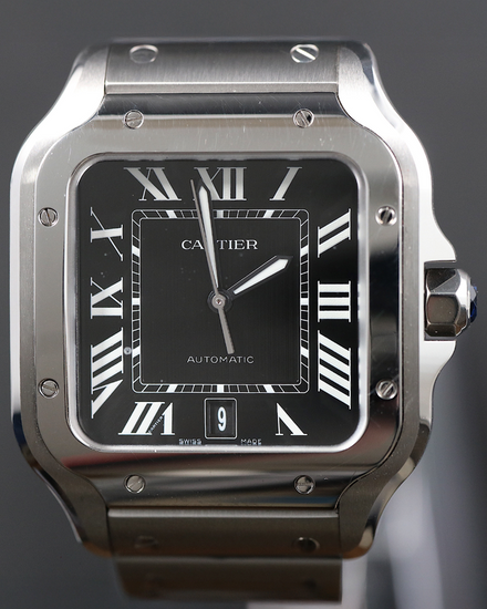 2026 Cartier Santos De Cartier 39.8MM Black Dial Steel Bracelet (WSSA0096)