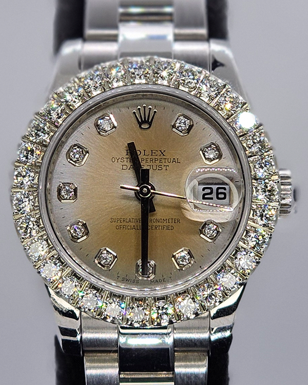 2010 Rolex Lady-Datejust 26MM Aftermarket Silver Dial Oyster Bracelet (179160)