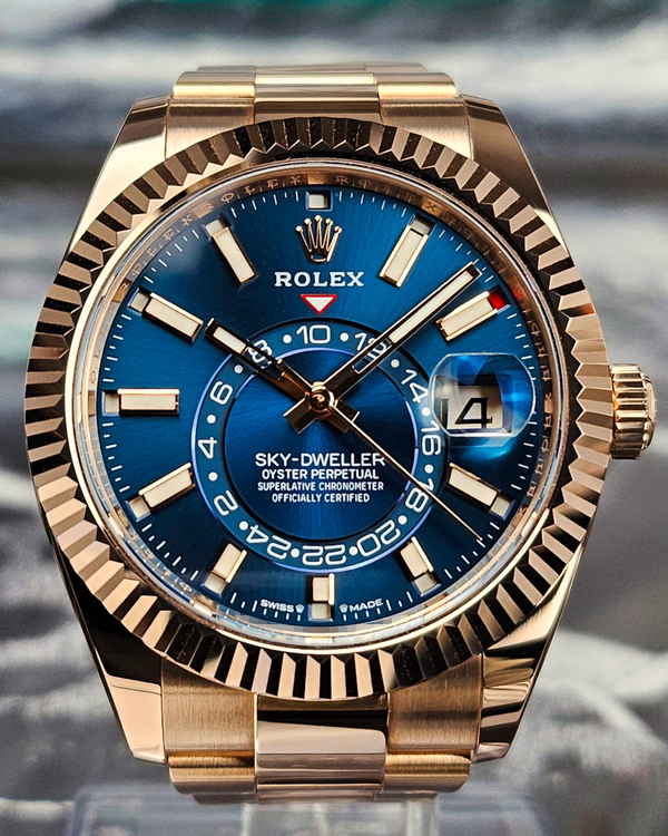 2024 Rolex Sky-Dweller 42MM Blue Dial Rose Gold Oyster Bracelet (336935)