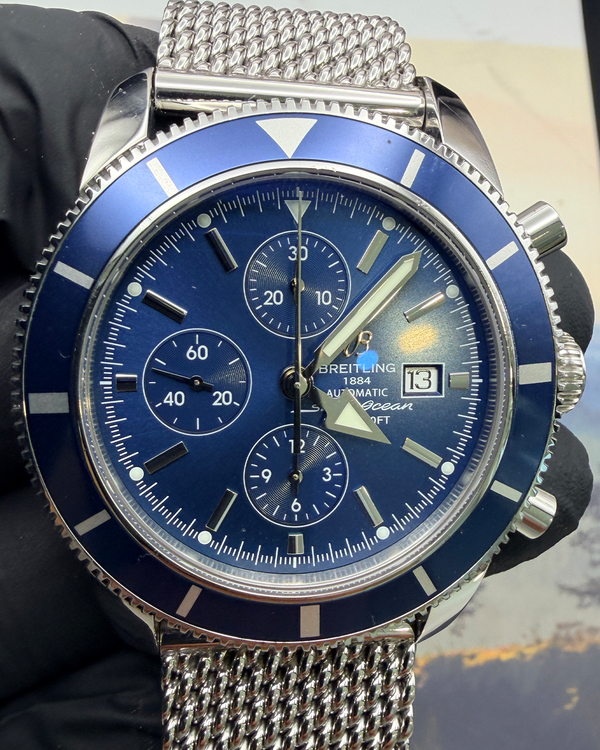 No Reserve - Breitling Superocean Heritage Chronograph 46MM Blue Dial Steel Bracelet (A13320)