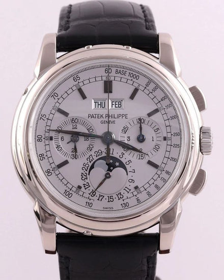 2007 Patek Philippe Perpetual Calendar Chronograph 40MM Silver Dial Leather Strap (5970G-001)
