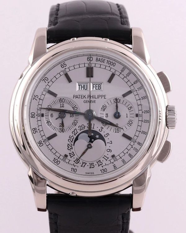 2007 Patek Philippe Perpetual Calendar Chronograph 40MM Silver Dial Leather Strap (5970G-001)
