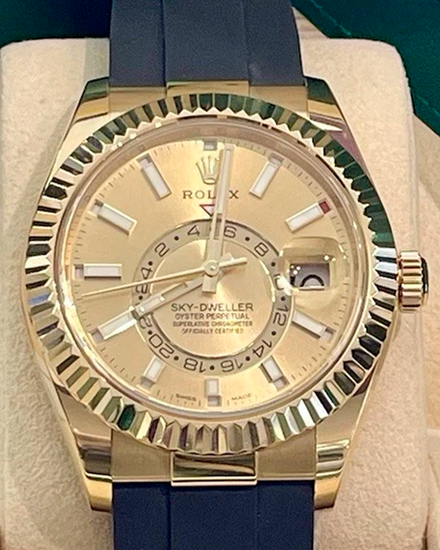 2023 Rolex Sky-Dweller 42MM Champagne Dial Rubber Strap (326238)