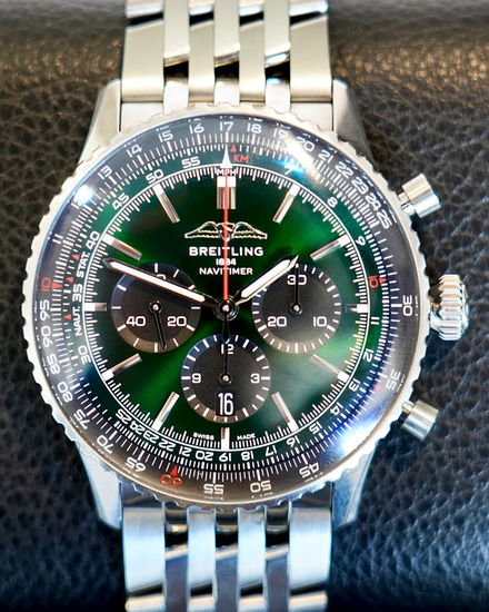 2023 Breitling Navitimer B01 Chronograph 46MM Green Dial Steel Bracelet (AB0137)