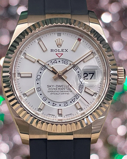 2022 Rolex Sky-Dweller 42MM White Dial Rubber Strap (326235)