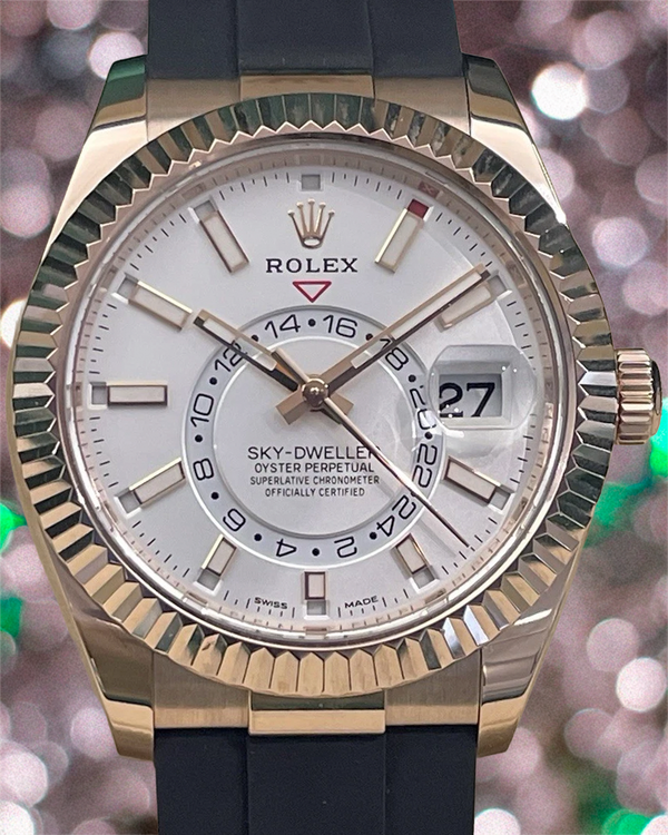 2022 Rolex Sky-Dweller 42MM White Dial Rubber Strap (326235)
