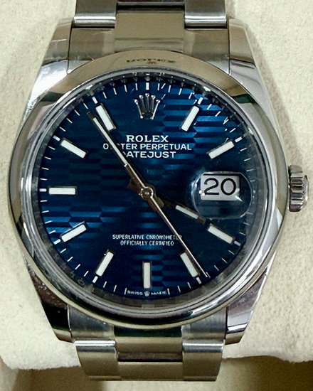 2023 Rolex Datejust 36MM Blue "Fluted" Dial Oyster Bracelet (126200)