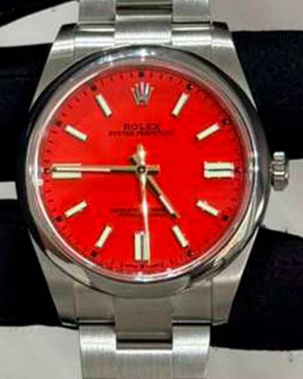 2021 Rolex Oyster Perpetual 41MM Aftermarket Red Dial Oyster Bracelet (124300)