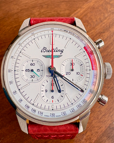 Breitling Top Time "Ford Thunderbird" 41MM White Dial Leather Strap (AB01766A1A1X1)