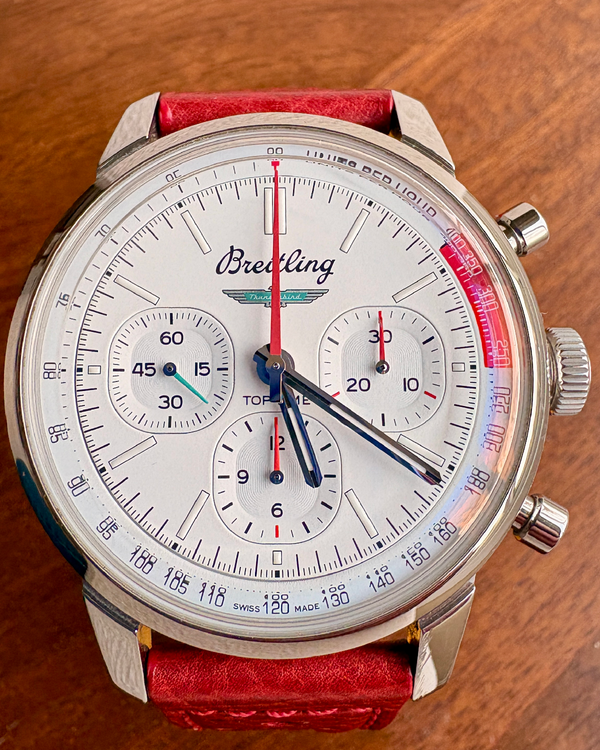 Breitling Top Time "Ford Thunderbird" 41MM White Dial Leather Strap (AB01766A1A1X1)