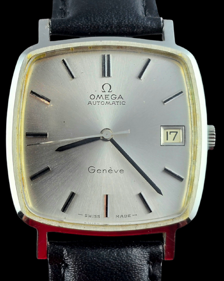 No Reserve - 1972 Omega Geneve Vintage 38.5MM Silver Dial Aftermarket Leather Strap (162.0060)
