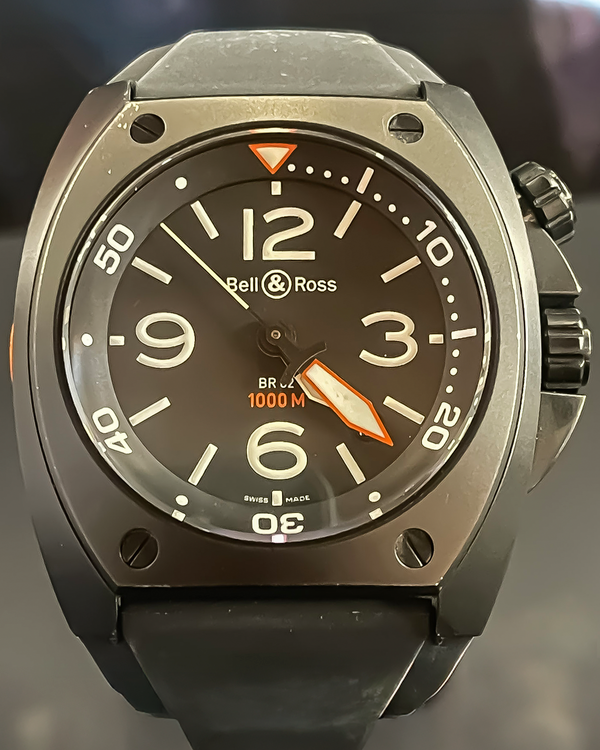 Bell & Ross BR 02 44MM Black Dial Rubber Strap (BR02-20-S)