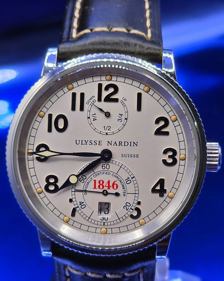 Ulysse Nardin Marine Chronometer 38MM Silver Dial Aftermarket Leather Strap (263-22)