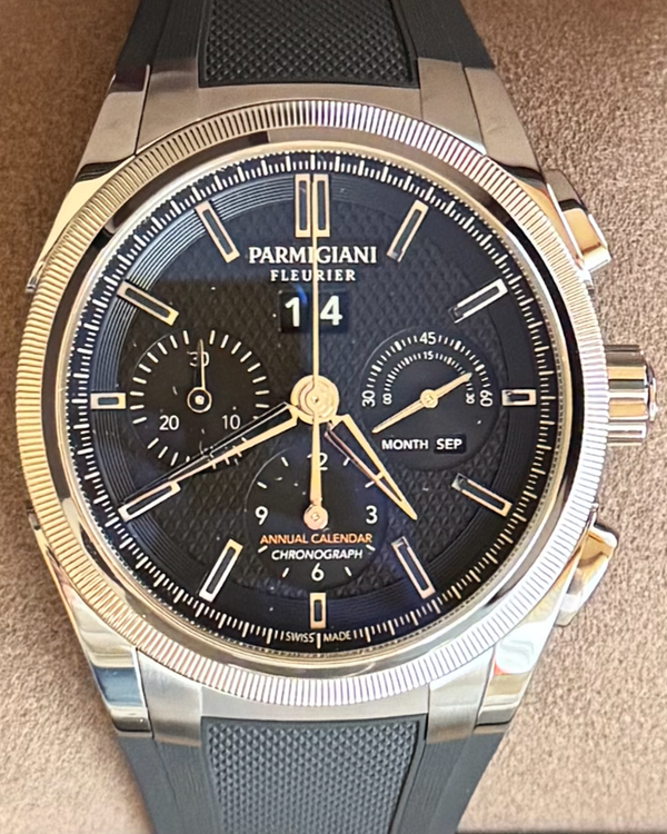 2026 Parmigiani Fleurier Tonda Annual Calendar Chronograph 42MM Black Dial Rubber Strap (PFC906-1020003)