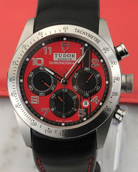 2013 Tudor Fastrider Chronograph "Ducati Edition" 42MM Red Dial Leather Strap (42000D)