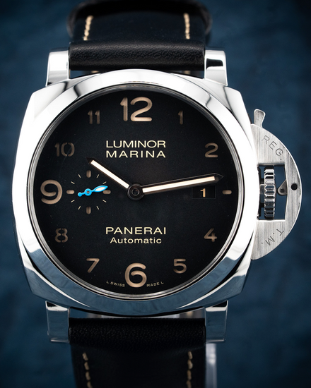 No Reserve - 2017 Panerai Luminor Marina 1950 3 Days 44MM Black Dial Leather Strap (PAM01359)