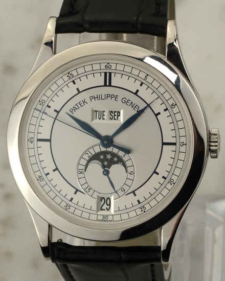Patek Philippe Annual Calendar Moonphase 38.5MM Silver Dial Leather Strap (5396G-001)
