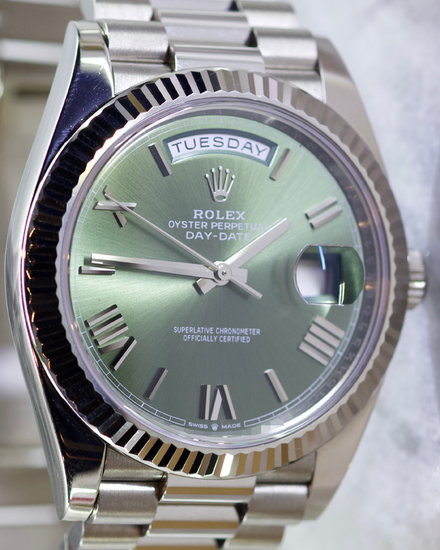 2024 Rolex Day-Date 40MM Green Dial White Gold President Bracelet (228239)