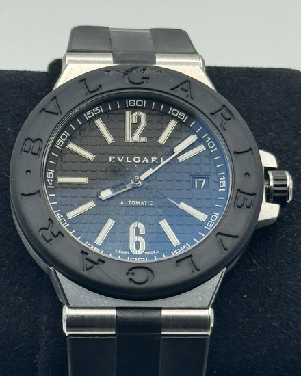 2016 Bvlgari Diagono 40MM Black Dial Rubber Strap (DG 40 SV)