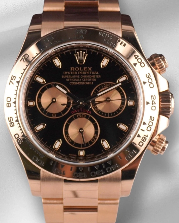 Rolex Cosmograph Daytona 40MM Black Dial Rose Gold Oyster Bracelet (116505)