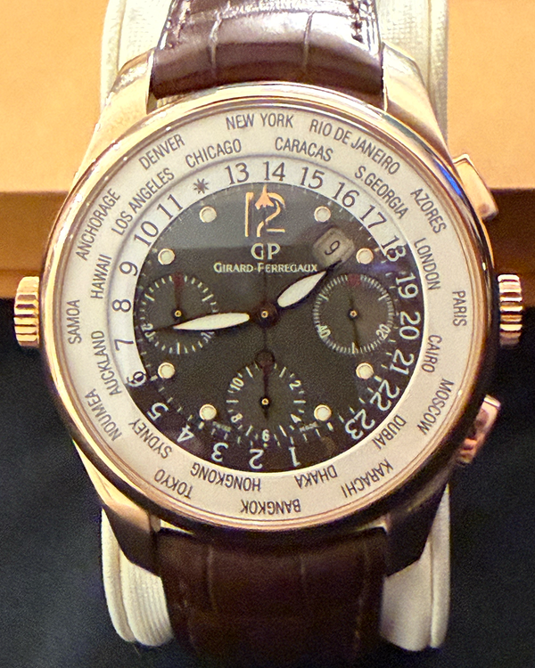 2008 Girard Perregaux World Time Chronograph 43MM Black Dial Leather Strap (49805)