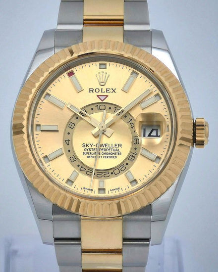 2022 Rolex Sky-Dweller 42MM Champagne Dial Two-Tone Oyster Bracelet (326933)