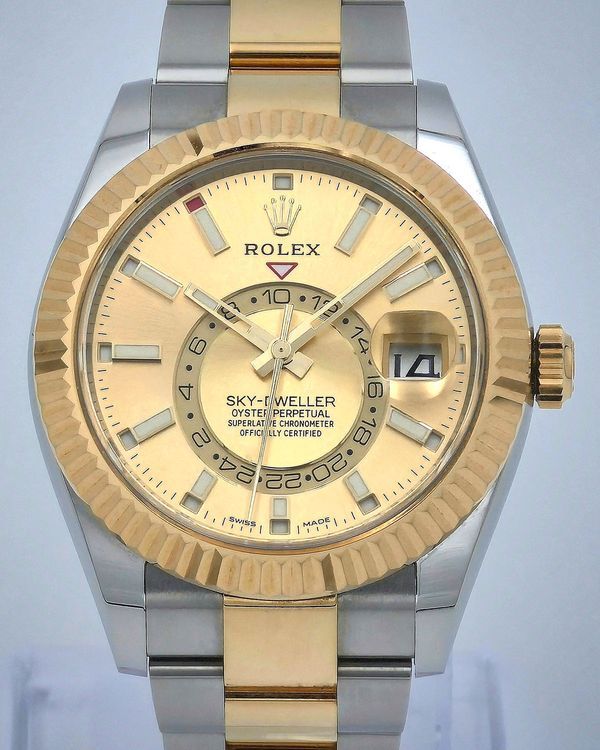 2022 Rolex Sky-Dweller 42MM Champagne Dial Two-Tone Oyster Bracelet (326933)