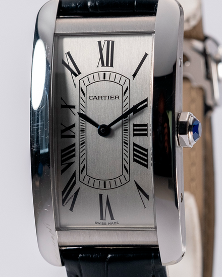 Cartier Tank Américaine 44.4MM Silver Dial Leather Strap (WSTA0083)