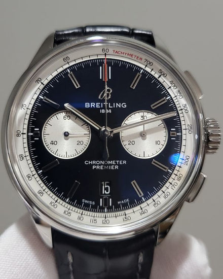 2023 Breitling Premier B01 Chronograph 42MM Black Dial Leather Strap (AB0118)