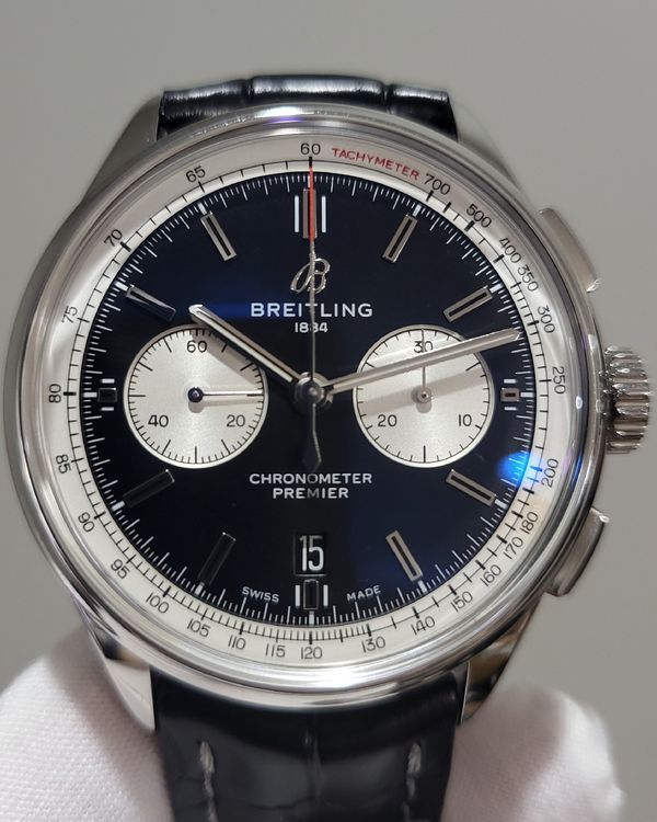 2023 Breitling Premier B01 Chronograph 42MM Black Dial Leather Strap (AB0118371B1P1)