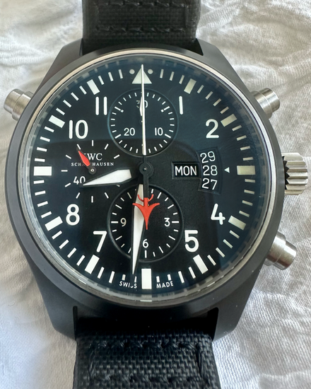 2012 IWC Schaffhausen Pilot Top Gun 46MM Black Dial Textile Strap (IW379901)