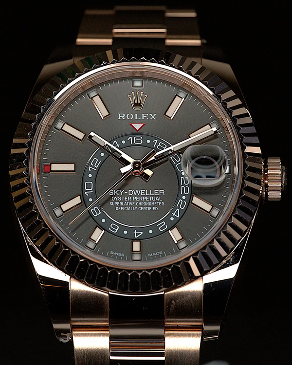 2022 Rolex Sky-Dweller 42MM Rhodium Dial Rose Gold Oyster Bracelet (326935)