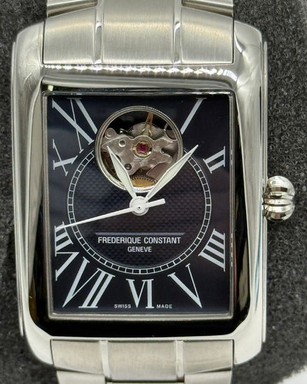 No Reserve - 2024 Frederique Constant Classics "Carrée Heartbeat" Japan Edition 33.3MM Blue Dial Steel Bracelet (FC-310MN4S36B)