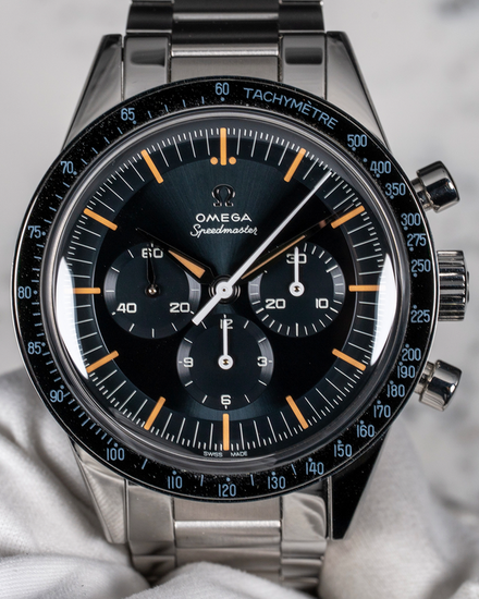 2025 Omega Speedmaster Anniversary Series "The First Omega In Space" 39.7MM Blue/Grey Dial Steel Bracelet (310.30.40.50.06.001)