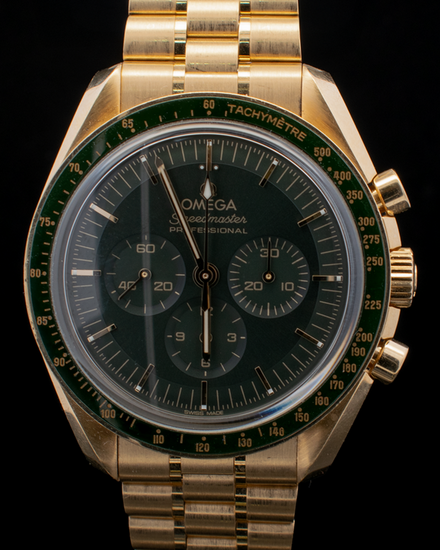 Omega Speedmaster Professional Moonwatch "Moonshine Gold" 42MM Green Dial Yellow Gold Bracelet (310.60.42.50.10.001)