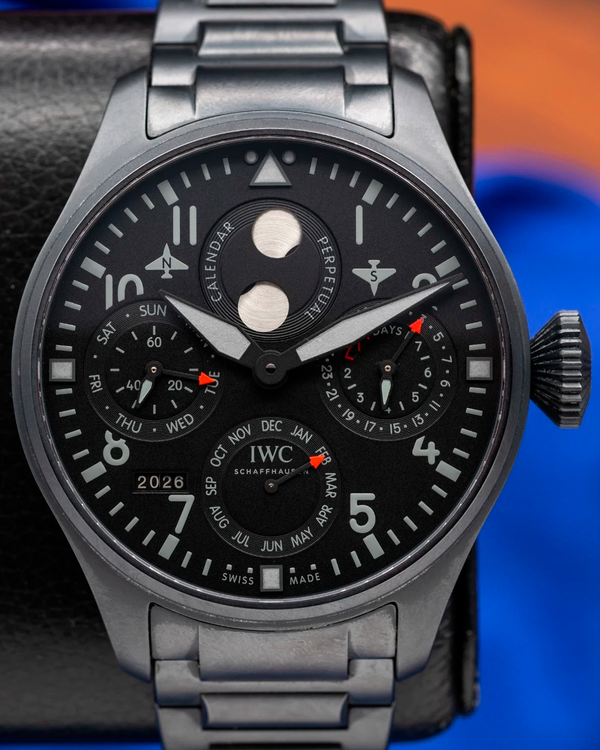 2022 IWC Schaffhausen Pilot Perpetual Calendar Top Gun Ceratanium 46.2MM Black Dial Ceramic Bracelet (IW503604)