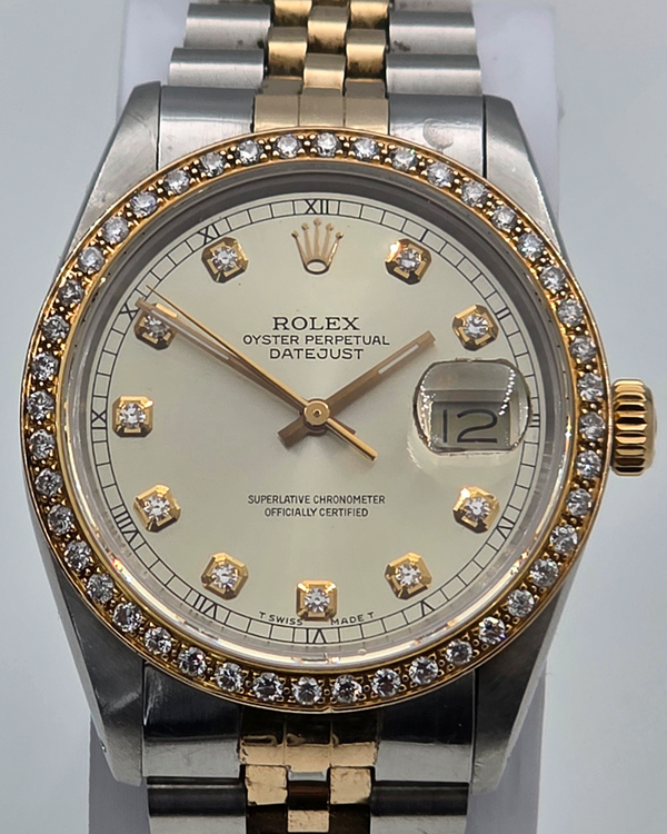 1986 (9.0 Mill. Serial) Rolex Datejust 36MM Champagne Dial Aftermarket Two-Tone Jubilee Bracelet (16013)