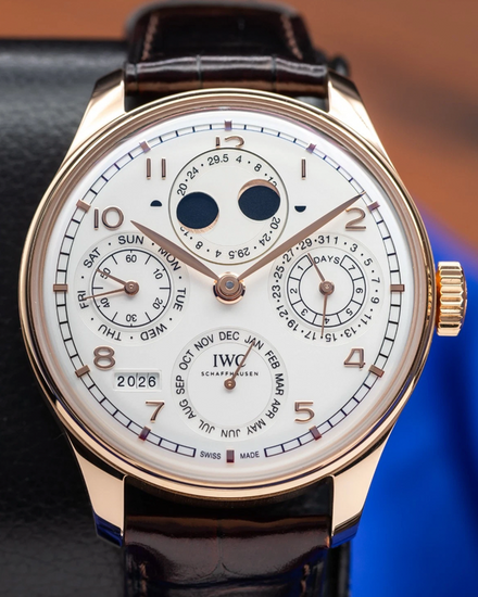 2025 IWC Schaffhausen Portugieser Perpetual Calendar 44MM Silver Dial Leather Strap (IW503701)