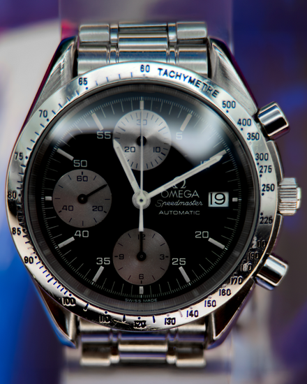 No Reserve - 1990 Omega Speedmaster "Reverse Panda" 39MM Black Dial Steel Bracelet (3511.50)