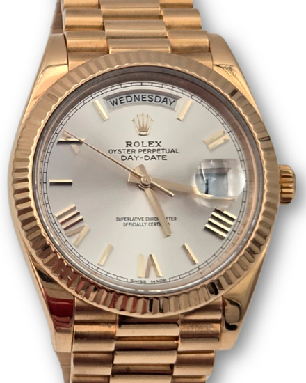 2018 Rolex Day-Date 40MM Silver Dial Yellow Gold President Bracelet (228238)