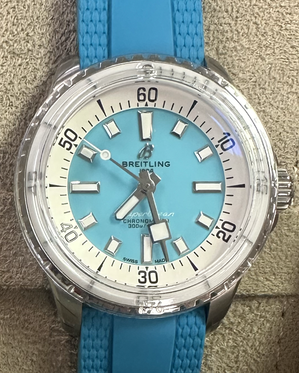 Breitling Superocean 36MM Blue Dial Rubber Strap (A17377211C1S1)