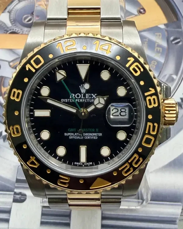 2016 Rolex GMT-Master II 40MM Black Dial Two-Tone Oyster Bracelet (116713LN)