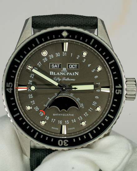 2022 Blancpain Fifty Fathoms Bathyscaphe 43MM Grey Dial Textile Strap (5054-1110-B52A)