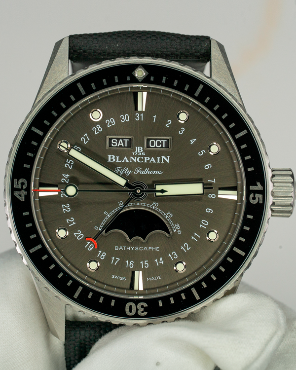 2022 Blancpain Fifty Fathoms Bathyscaphe 43MM Grey Dial Textile Strap (5054-1110-B52A)