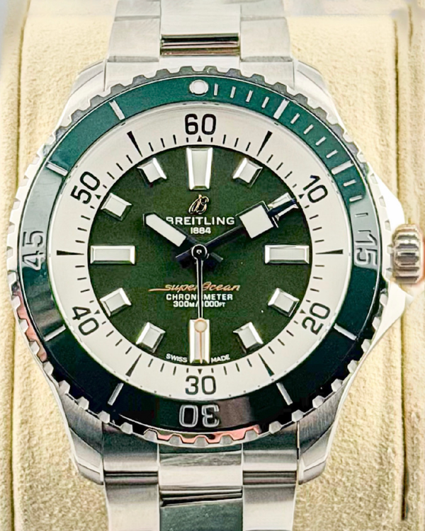 No Reserve - 2025 Breitling Superocean 44MM Green Dial Steel Bracelet (A17376A31L1A1)