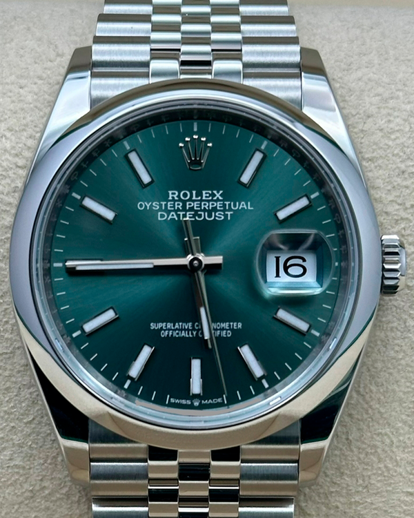 2025 Rolex Datejust 36MM Mint Green Dial Jubilee Bracelet (126200)